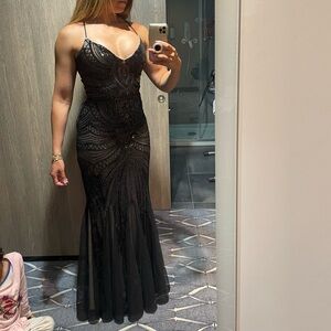 Windsor Black Lace-Up Mermaid Gown